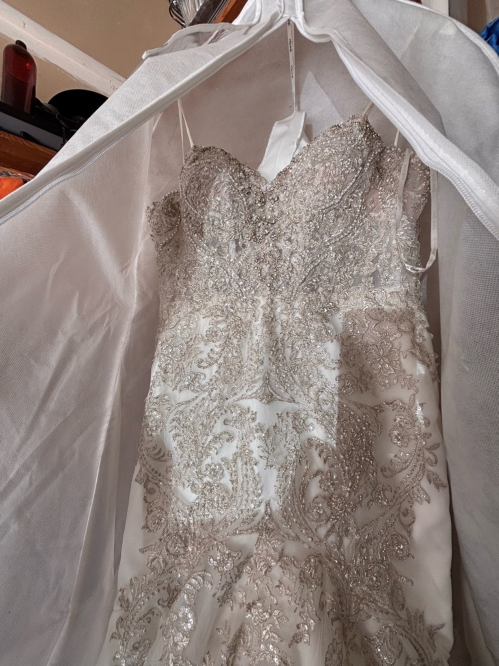 Stella York Ivory Wedding Dress with Silver-Beige Embroidery